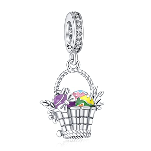 S925 Bead Dangle Charms for Bracelets Necklaces, Compatible with Pandora, Jewelry Making - style: Easter-Easter Baseket Charm