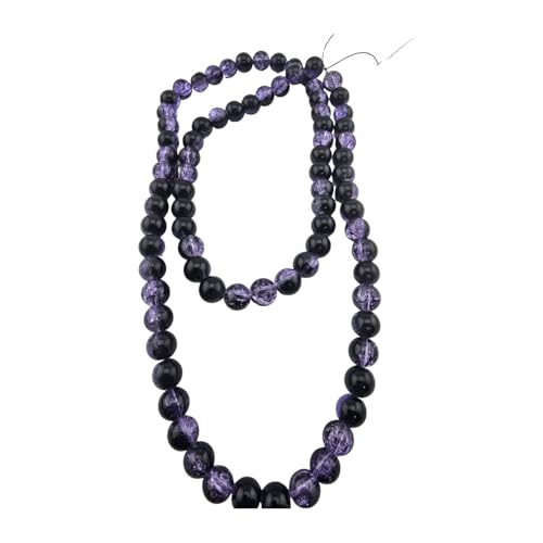 DandS ltd Crackle Lampwork Glass Beads for Jewelry Making, Purple, Vibrant DIY Bracelets, Necklaces, Earrings, Beading Supplies & Craft Kits for Handmade Jewelry, 80pcs 0.39 inch (10mm), #J211-10 - color: Purple