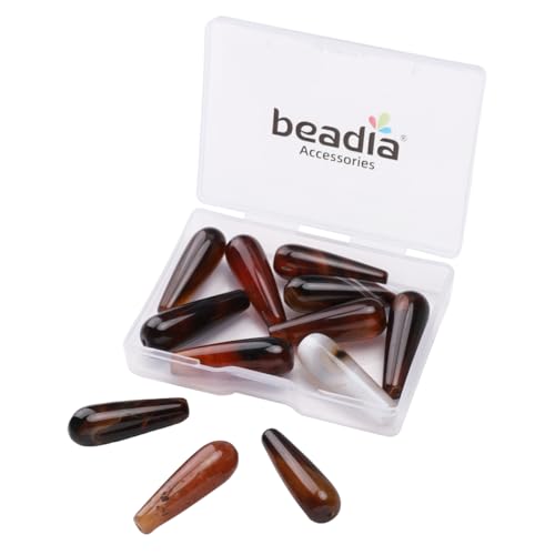 BEADIA Natural Dream AgateTeardrop Stone Beads 10x30mm 12pcs Dangle Earring Charm for DIY Jewelry Making - color: Dream Agate