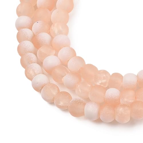 KISSITTY 50pcs Matte Beads Gradient Color Glass Frosted Crystal 6mm Rondelle Light Salmon Bead Center Drilled Loose Craft Beads for Jewelry Making Earring Bracelet Necklace DIY Crafts - color: Light Salmon