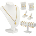 Wenqik Velvet Jewelry Display Set Necklace Mannequin Bust T-Bar Bracelet Holder 2 Earring Stands 2 Ring Holders for Showcase (White) - color: White
