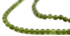 The Bead Chest Round Green Nephrite Jade Beads (4mm) - size: 4mm