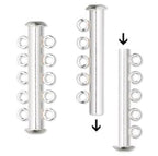 1pc Adabele Authentic 925 Sterling Silver 5 Strands Multi-Strand Slide Lock Tube Clasp Set 30mm Hypoallergenic Nickel Free for DIY Layering Jewelry Making SS189 - color: Sterling Silver, size: 5-Strand Clasp -1pc