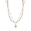 Colorful Gold Stack Seed Beaded Choker Necklace Set for Women,Handmade Boho Fashion Christian Cross Heart Freshwater pearl Jewelry,Valentine's Summer Holiday Beach Friendship Gift - color: Gold Heart