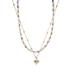 Colorful Gold Stack Seed Beaded Choker Necklace Set for Women,Handmade Boho Fashion Christian Cross Heart Freshwater pearl Jewelry,Valentine's Summer Holiday Beach Friendship Gift - color: Gold Heart
