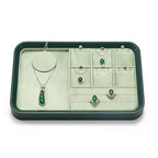 Oirlv Jewelry Display Tray for Vendors Velvet Jewelry Tray with Compartments for Rings and Necklaces(Green) - color: Green P21701
