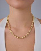 PAVOI 14K Gold Plated Chunky Chain Choker Necklaces for Women | Gold Statement Graduated Link Chain Necklace | Bold Oval Link Barbell Links Paperclip Chains - style: U-Shaped