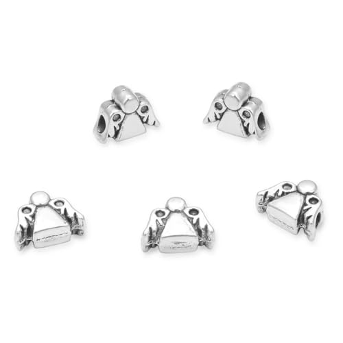 40pcs Winged Angel Large Hole Religious Loose Beads (4.5mm Hole) Antique Silver Metal Spacer for DIY Craft Jewelry Making MEC-D3 - size: Winged Angel