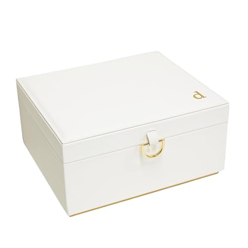 COLLECTIVE HOME - Monogram Jewelry Box with Mirror, Custom Gold Letter Engraving, Elegant Jewelry Organizer with Removable Tray, Gift for Mother’s Day, Girlfriend, Birthday (d) - color: d