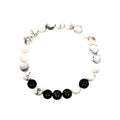 Black Obisidian Bracelets for Men 8" Inch Full Stretch Healing Crystal Bracelet, Beaded Charm Bracelet for Men Gifts Fathers Day Anniversary Birthday Gifts for Him - color: White Howlite & Jasper Bracelets