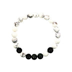 Black Obisidian Bracelets for Men 8" Inch Full Stretch Healing Crystal Bracelet, Beaded Charm Bracelet for Men Gifts Fathers Day Anniversary Birthday Gifts for Him - color: White Howlite & Jasper Bracelets