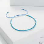 KELITCH Adjustable turquoise bead bracelet single color knitting friendship bracelet fashion jewelry daily wear gift (28 color selection) - color: Blue 04Z