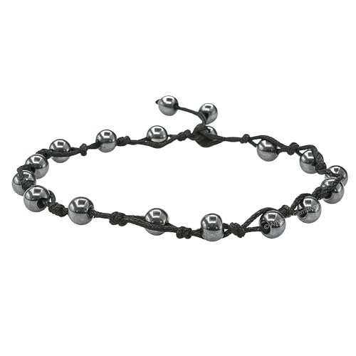 Amazing Gemstone Crystal Anklet Ankle Bracelets for Women - Waterproof Beaded Healing Crystal Anklets, Plus Size Chakra Gemstone Bead Anklet - color: Hematite, style: Hand Knotted