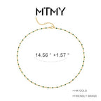 MTMY Beaded Necklaces for Women 14K Gold Plated Dainty Colorful Green/Rose Beaded Pearl Choker Necklace Delicate Boho Choker Necklace Jewelry Gift - style: Crystal-green