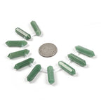 Green Aventurine 32mm Natural Gemstone Hexagonal Wand Jewelry Making Crystal Pointed Chakra Reiki Healing Beads 2mm Hole Drilled(Pack of 10) - color: Green Aventurine