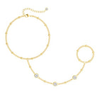 CHESKY 14K Gold Plated Hand Chain Bracelets for Women Set - Dainty Finger Ring Bracelet Stack Adjustable Hand Chains Durable Beaded Bracelets Trendy Simple Body Jewelry Gift for Women - style: 1CZ bracelet-gd