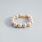 LALAPPLE Gold Plated Beaded Acrylic Bamboo Tube Bangle Bracelets for Women, Colorful Chunky Curved Tube With Gold Plated Pieces Beads Stretch Bracelet Friendship Summer Beach Jewelry - color: B-silver gold beaded (14mm)