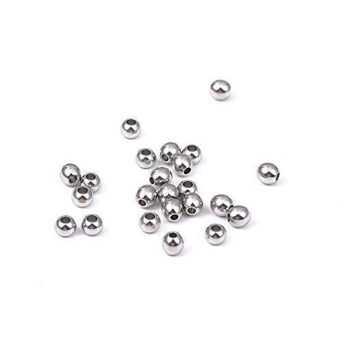 BEADIA Stainless Steel Spacer Beads 4x3mm Round Loose Charm Caps Beads for DIY Jewelry Making 100pcs with 1.5mm Hole - color: 4x3mm 1.5mm