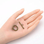 Adabele 20 Sets Smooth Round Toggle Clasp 20.8mm (0.82 Inch) Large T-Bar Closure Tarnish Resistant Antique Bronze for Necklace Bracelet Craft Jewelry Making MC-AF54 - size: 20.8mm Smooth Ring Toggle