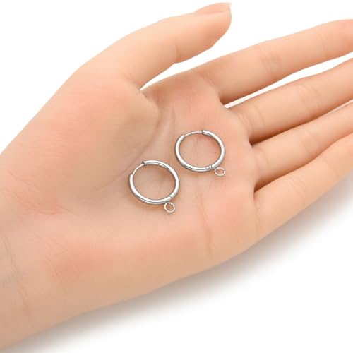 20pcs Adabele 316 Grade Surgical Stainless Steel Hypoallergenic 18mm Round Hoop Huggie Earring Hooks Open Ring (Strong 2mm Wire Gauge) Earrings Jewelry Making SEF21-2 - size: 18mm huggie (2mm wire gauge)