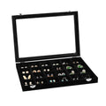 Wudygirl Jewelry Organizer 24 Grid Jewelry Tray with Clear Lid Velvet Jewelry Box Earrings Holder Organizer Jewelry Display Case (Black 24 Grid) - style: 24 Grid Tray