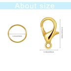 500 Pieces Set Lobster Claw Clasps 100 Lobster Clasps 400 Open Jump Rings for Jewelry Making Bracelet Necklace DIY Jewelry Making Findings Crafts Fastener Hook (Gold) - color: Gold