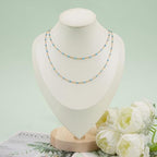 UMAOKANG 10 Meters Light Blue Enamel Bead Chains for Jewelry Making Gold Plated Stainless Steel Chain Bulk on Spool - color: Light Blue Bead-Gold