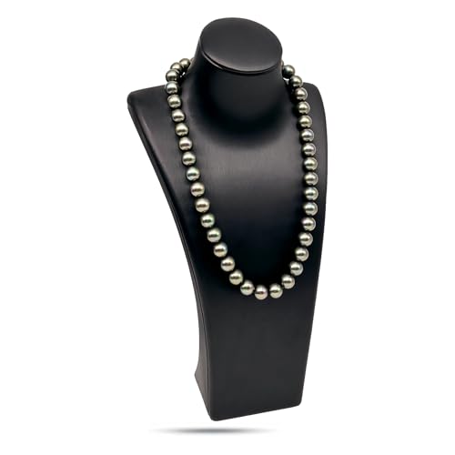 10" Jewelry Necklace Display Stand for Vendors - Mannequin Bust Chain Holder - Satin-Finish Faux Leather - Medium (Black) - color: Black, size: 10" - Medium