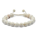 AD Beads Natural 10mm Gemstone Bracelets Healing Power Crystal Macrame Adjustable 7-9 Inch - color: White Turquoise