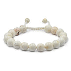 AD Beads Natural 10mm Gemstone Bracelets Healing Power Crystal Macrame Adjustable 7-9 Inch - color: White Turquoise