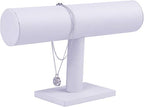 ChezMax Necklace Jewelry Display Jewelry Stand Hovering T-Bar Bracelet Holder for Home Organization - color: A-White Leatherette