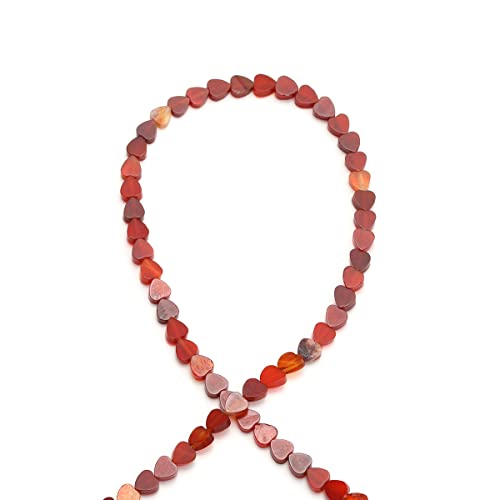 6mm Natural Red Agate Stone Beads Heart Shape Cute Fine Gems Spacer Beads Fit Jewelry Making DIY Exquisite Necklace Bracelet Accessory - color: Red Agate