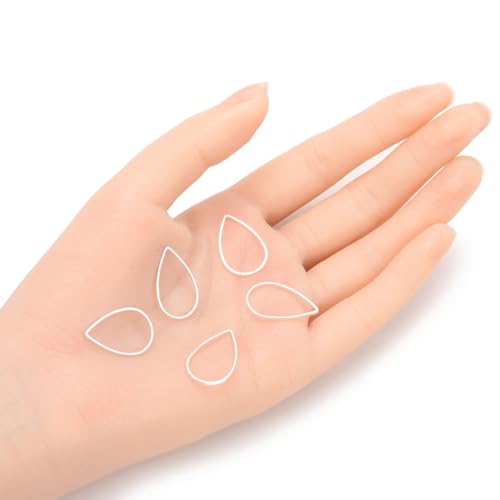 Adabele 50pcs Silver Teardrop Beading Hoop Link Jewelry Findings 22mm Long Geometric Connector Open Back Bezel Frame for DIY Craft Jewelry Making CF70-2 - size: Teardrop Shape (0.87 Inch)