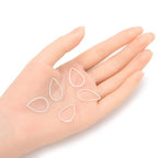 Adabele 50pcs Silver Teardrop Beading Hoop Link Jewelry Findings 22mm Long Geometric Connector Open Back Bezel Frame for DIY Craft Jewelry Making CF70-2 - size: Teardrop Shape (0.87 Inch)
