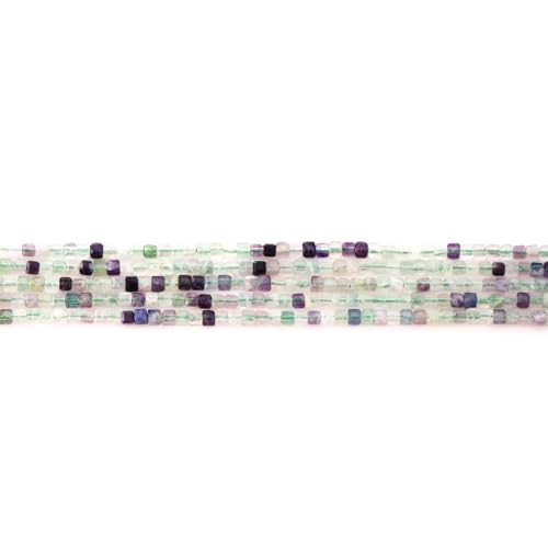 Faceted Natural Fluorite 2-3mm Cube Square Loose Beads Gemstone Small Loose Beads Healing Crystal Energy Stone for DIY Jewelry Making 15" - color: Fluorite