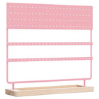 Earring Holder Organizer Stand - Earrings Display Rack 144 Holes Jewelry Holder Tower with Wooden Tray for Earrings Rings Pink - color: Pink
