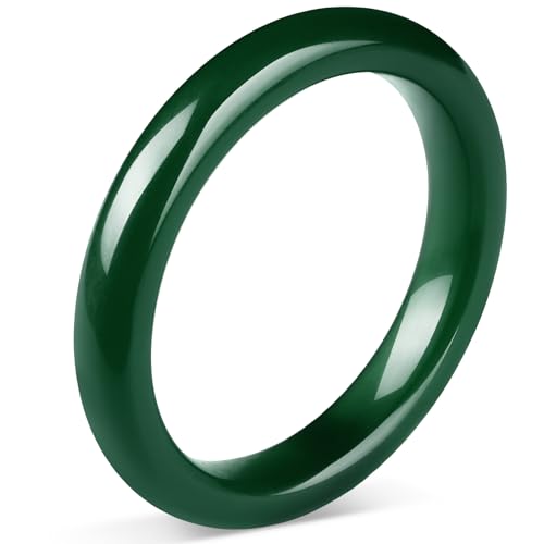 Landical 2.4'' Natural Jade Bracelet for Women Jade Bangle Bracelets with Box Good Luck Bangle Jewelry Gift for Mother - color: Dark Green