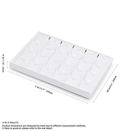 Oirlv Premium White Leather Stackable Jewelry Tray 24 Grid Jewelry Organizer Tray with Removable Inserts Cards Necklace Display Holder - color: White, size: 24 Grid Tray with Inserts