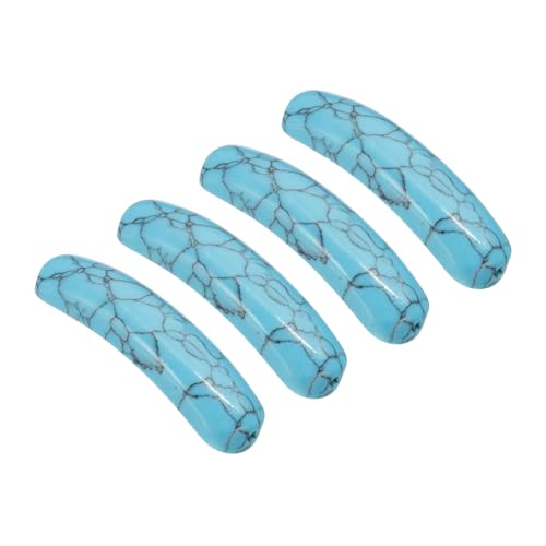 PATIKIL 4 Pcs Natural Stone, 36 x 10 mm Natural Curved Clear Quartz Stone Crystal Handmade Jade Flat Beads for DIY Crafting, Blue Pine - color: Blue Pine
