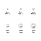 PH PandaHall Flat Back Pearl Beads 690pcs 6 Sizes Beige Craft Pearl Cabochons Half Pearls Loose Beads Gem for Nails Cup Shoes Wedding Dress Scrapbooking Diamond Phone Nail Art Making 4/5/6/8/10/12mm - color: Beige