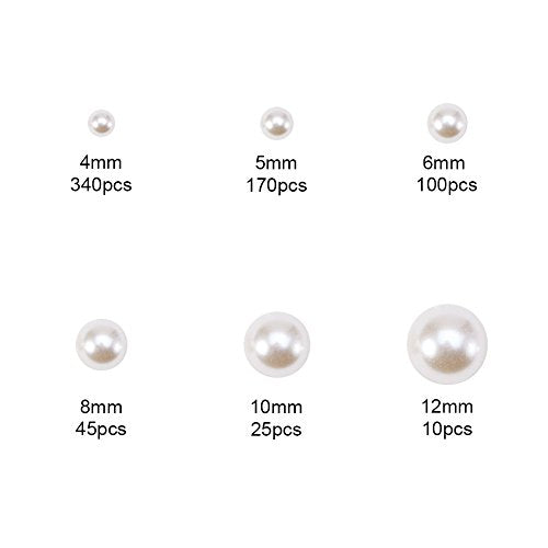 PH PandaHall Flat Back Pearl Beads 690pcs 6 Sizes Beige Craft Pearl Cabochons Half Pearls Loose Beads Gem for Nails Cup Shoes Wedding Dress Scrapbooking Diamond Phone Nail Art Making 4/5/6/8/10/12mm - color: Beige
