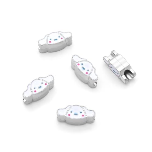 20pcs Cute Dog Puppy White Enamel Large Hole Animal Loose Beads (4.5mm Hole) Antique Silver for Earrings Bracelet Necklace Anklet Jewelry Making MEC-A11 - size: Dog (Enamel)