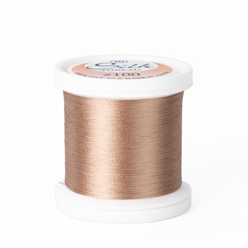 YLI Threads Silk Thread – 100 wt Fine Japanese Silk for Appliqué, EPP, and Quilting - Light Sand - color: Light Sand