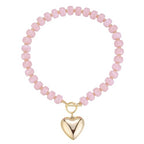 GZQ Chunky Gold Heart Necklace for Women, Resin Beaded Chain with Puff Heart Adjustable Clasp, Perfect for Daily Wear Party Date Streetwear Outfits Fashion Jewelry Gift - color: Pink