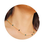 Dainty Gold Necklace for Women,Trendy 18k Gold Vermeil Sterling Silver Choker Necklace Thin Beaded Choker Necklaces Womens Simple Jewelry Gift for Valentines Day - color: May - Emerald