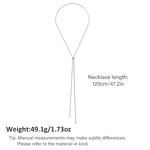 Gold Silver Necklace for Women Y Chain Adjustable Gold Long Necklaces Fashion Dainty Jewelry - color: silver C