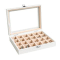 Wudygirl Jewelry Organizer Small Jewelry Box 24 Grid Earring Holder Organizer Velvet Jewelry Tray with Clear Lid Ring Holder Display Earring Organizer Storage for Women (Cream) - style: White Cream 24 Grid