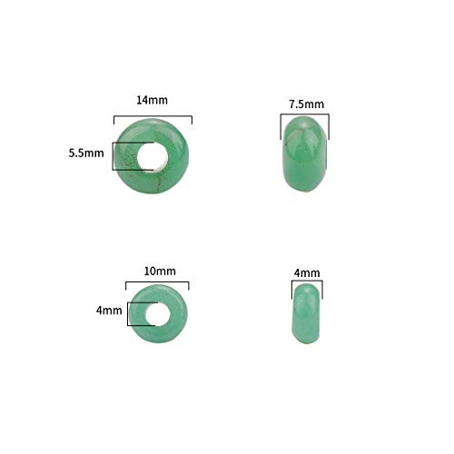 BEADIA Natural Green Aventurine Rondelle Stone with Large Hole (5.5mm) Loose Semi Gemstone Beads for Jewelry Making 14mmx7.5mm 12pcs - color: Green Aventurine, size: 14mm x 7.5mm
