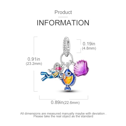 MULA 925 Sterling Silver Charms for Bracelets and Necklaces Lipstick and Bag Dangle Pendants Tower Camera Beads Jewelry Charms for Women - color: Diver