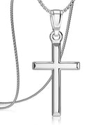 Exquisite Cross Necklace for Men and Women, Silver/Gold/Black Cross Chain with Top-grade 316L Stainless Steel Cross Pendant, 18-24 Inch Box/Byzantine Chains - color: Elegant Silver, size: 22 Inch=56CM(Men's Average Length), style: Box Chain with Medium Pe